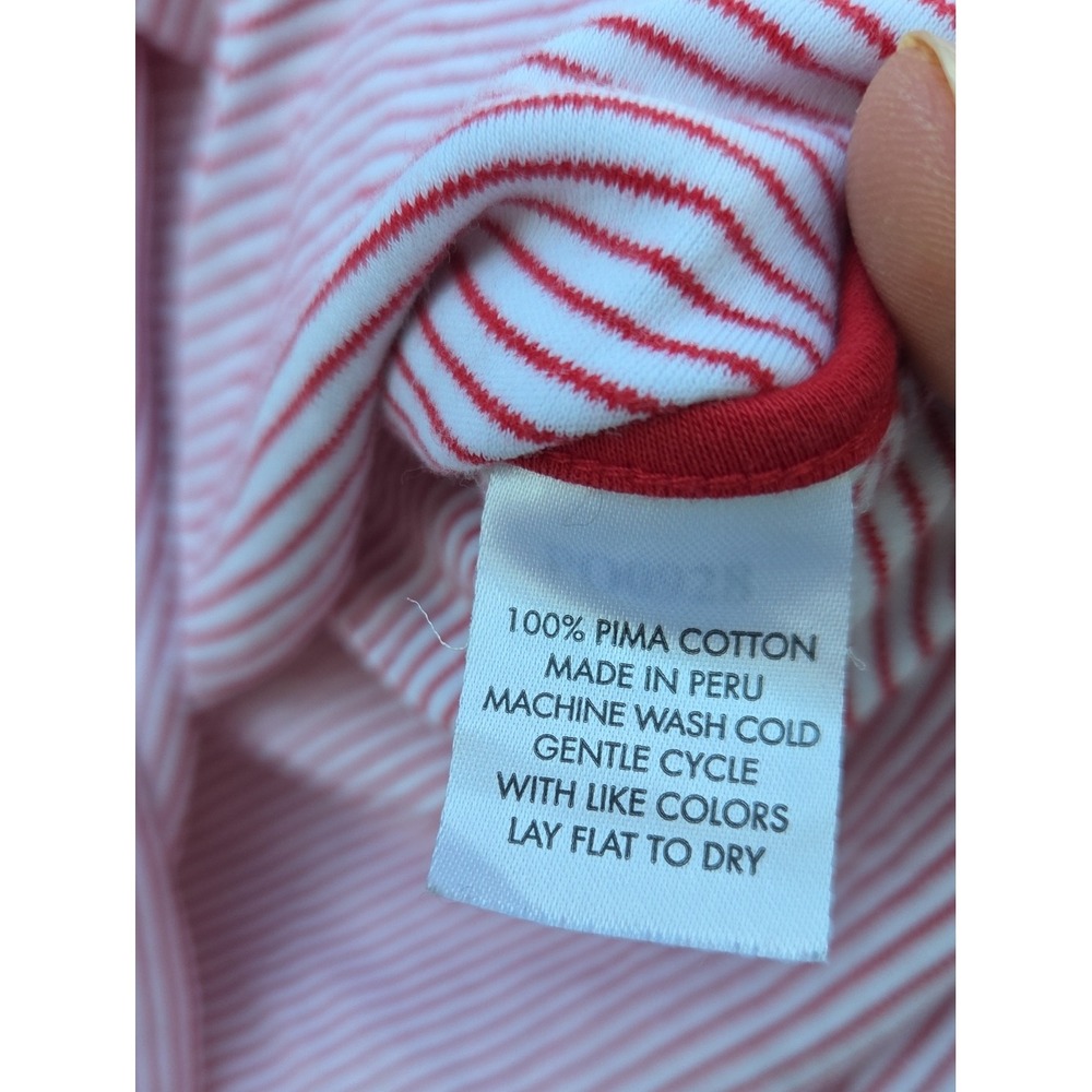 The LAKE Pima Cotton Crew Long Sleeve Set Red Striped Ecocore Pajama Lounge - Picture 4 of 7